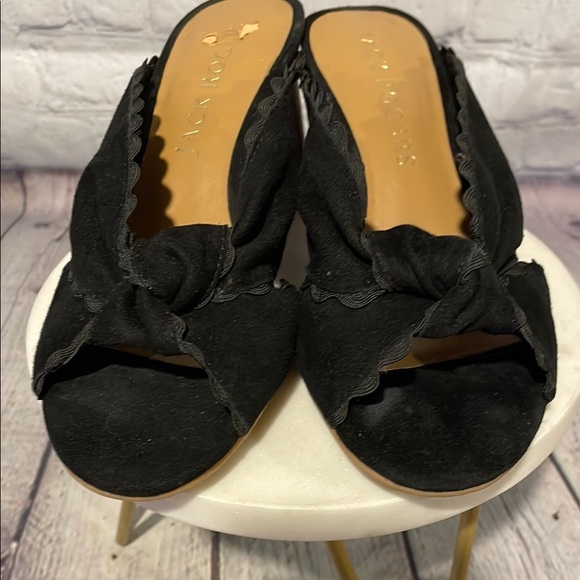 Jack Rogers Black Sueded Mules with Wooden Heel Sz 5.5 - Picture 6 of 9
